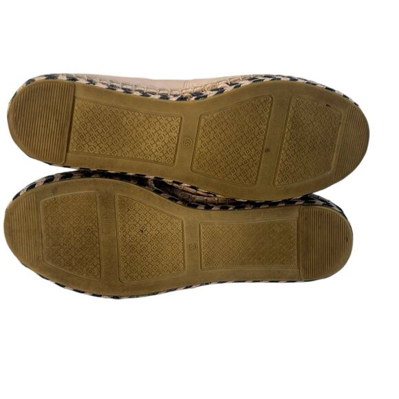 Tory Burch Pink Cap-Toe Leather Espadrilles Sz 5.5 nude black - Picture 6 of 6